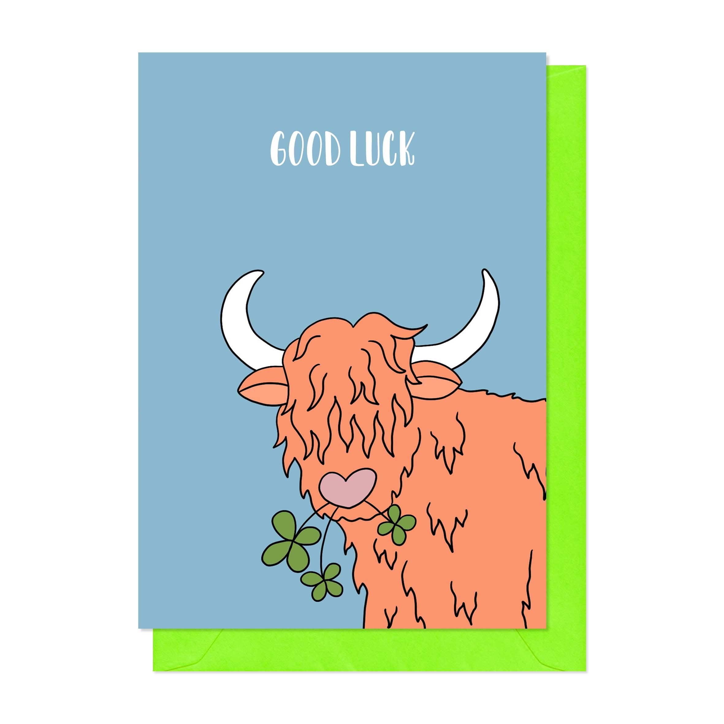 Highland Cow Good Luck Card