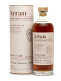 A bottle of Arran Bodega Sherry Cask Single Malt Whisky 70cl is positioned alongside its cylindrical box, showcasing a label that specifies it as non-chill filtered with natural color, 55.8% vol, and matured in a sherry hogshead.