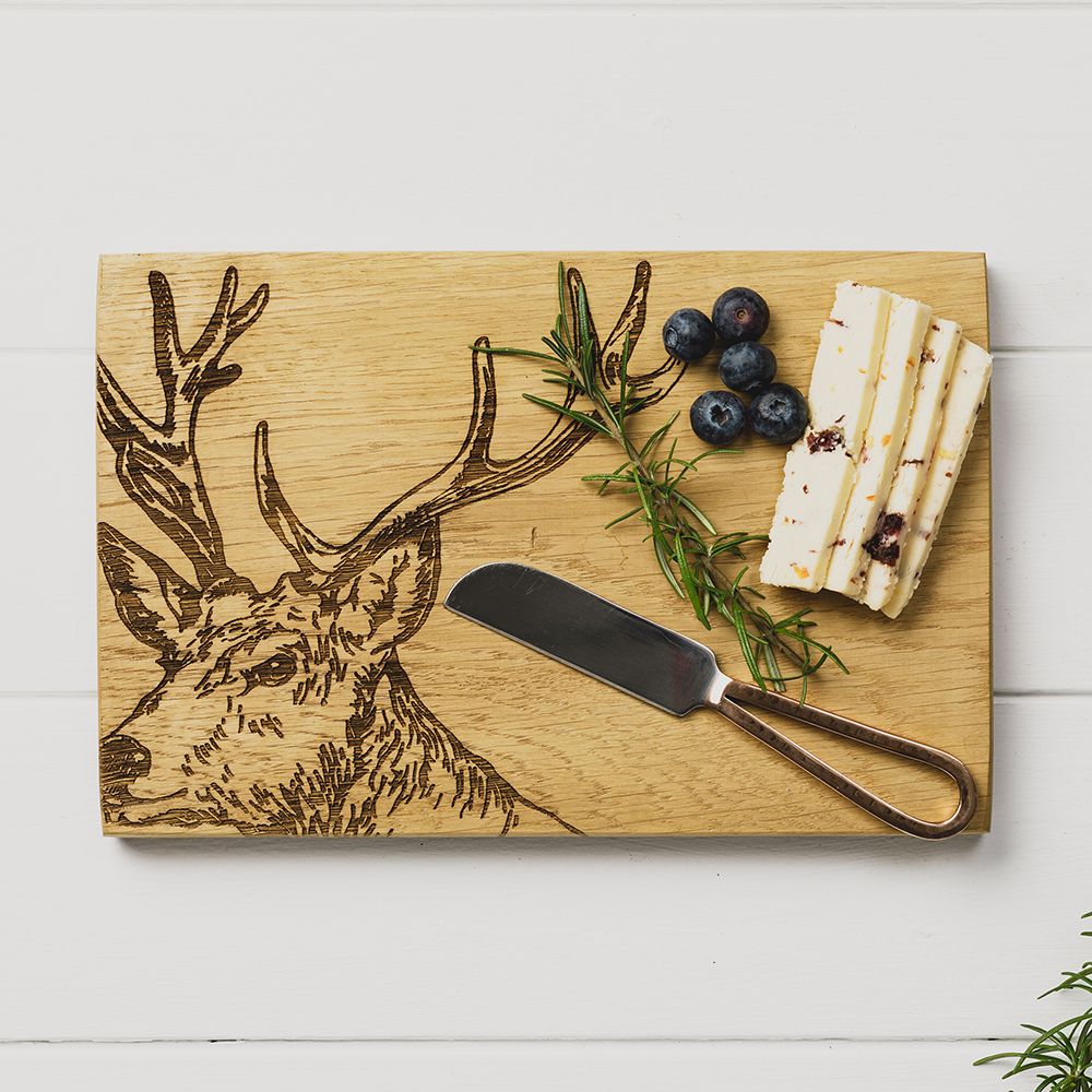 Oak Cheese Board & Knife Set - Stag Prince